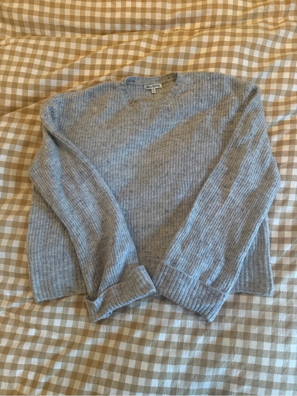 Rag Poets Light Gray Crewneck Wool Blend Sweater